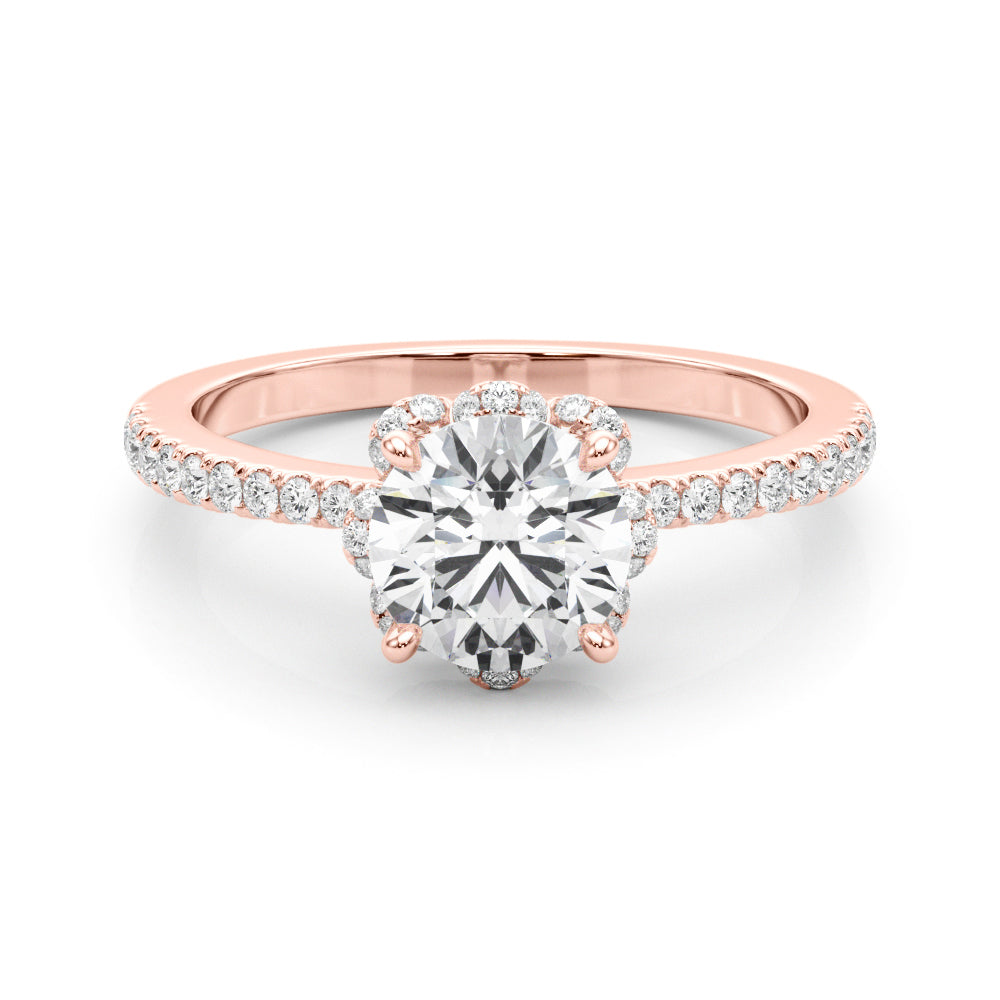 14K Rose Gold 1.25 ctw Diamond Halo Engagement Ring