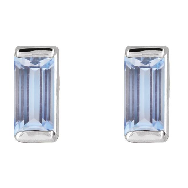 Straight Baguette Channel-Set Stud Earrings