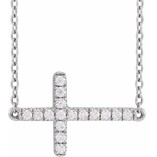 Lab-Grown Diamond Sideways Cross Necklace