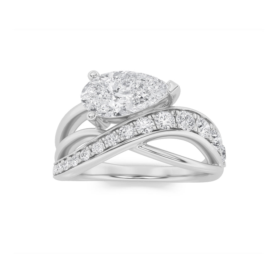 14K White Gold 2ctw Lab Diamond Ring, F Color VS+