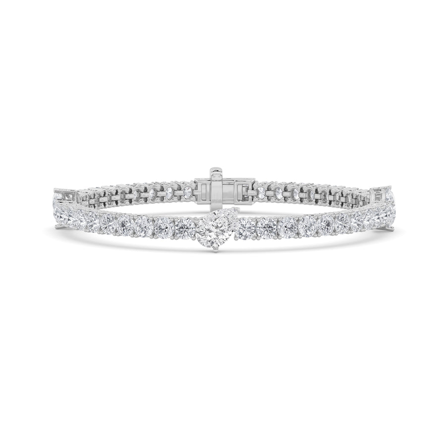 14K White Gold 10ctw Lab Diamond Pear Bracelet