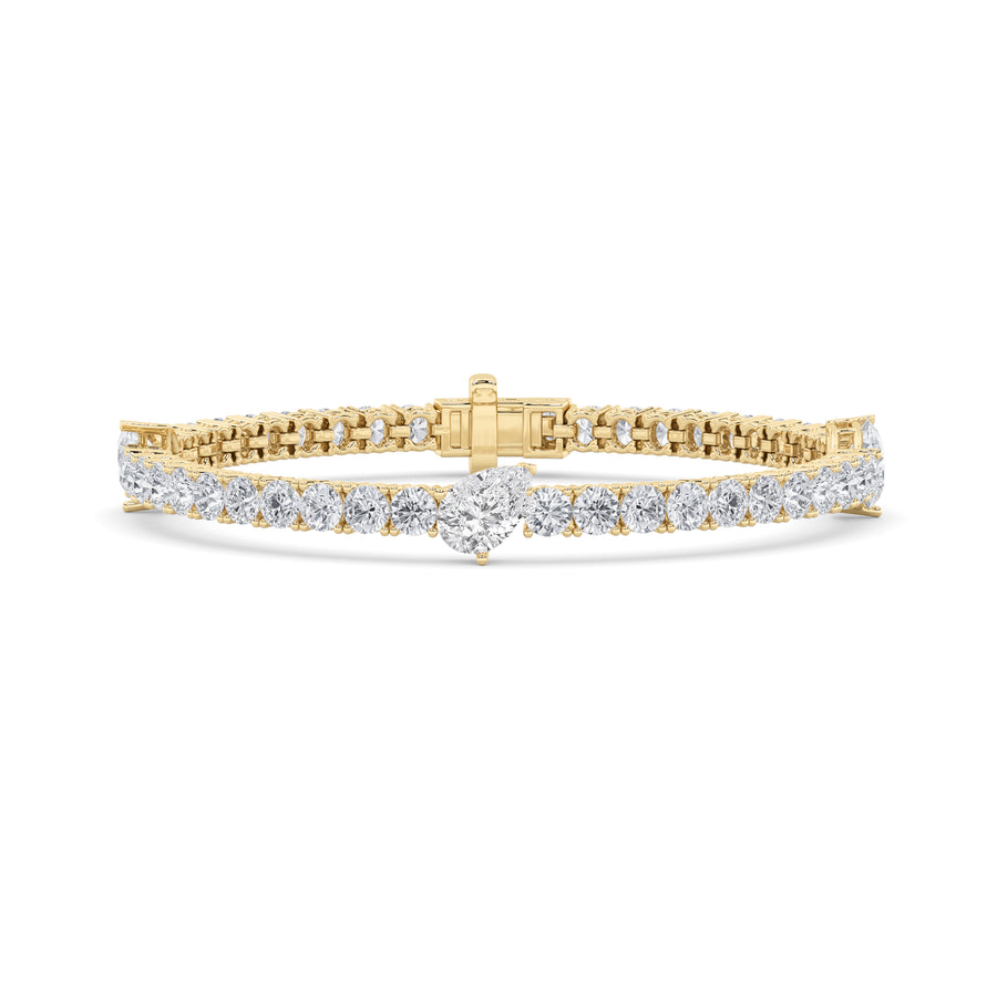 14K Yellow Gold 10ctw Lab Diamond Pear Bracelet