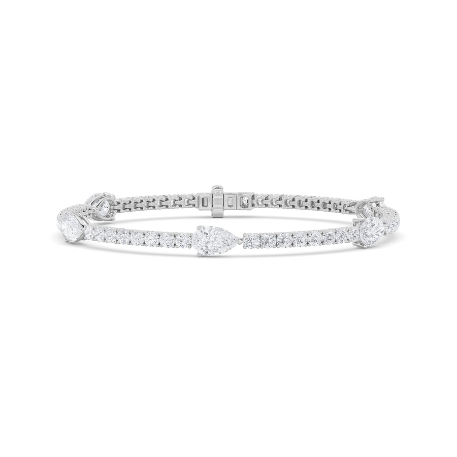 14K White Gold 6.1ctw Lab Diamond Pear Bracelet