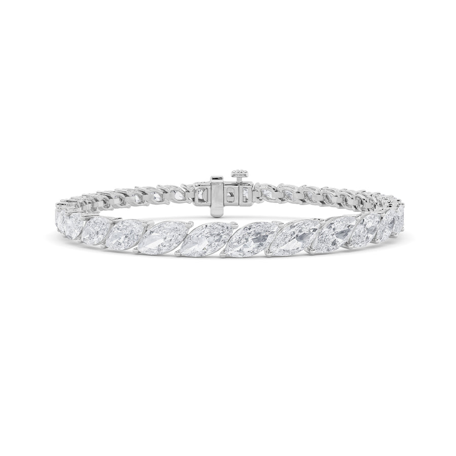 14K White Gold 13.4ctw Lab Diamond Marquise Bracelet