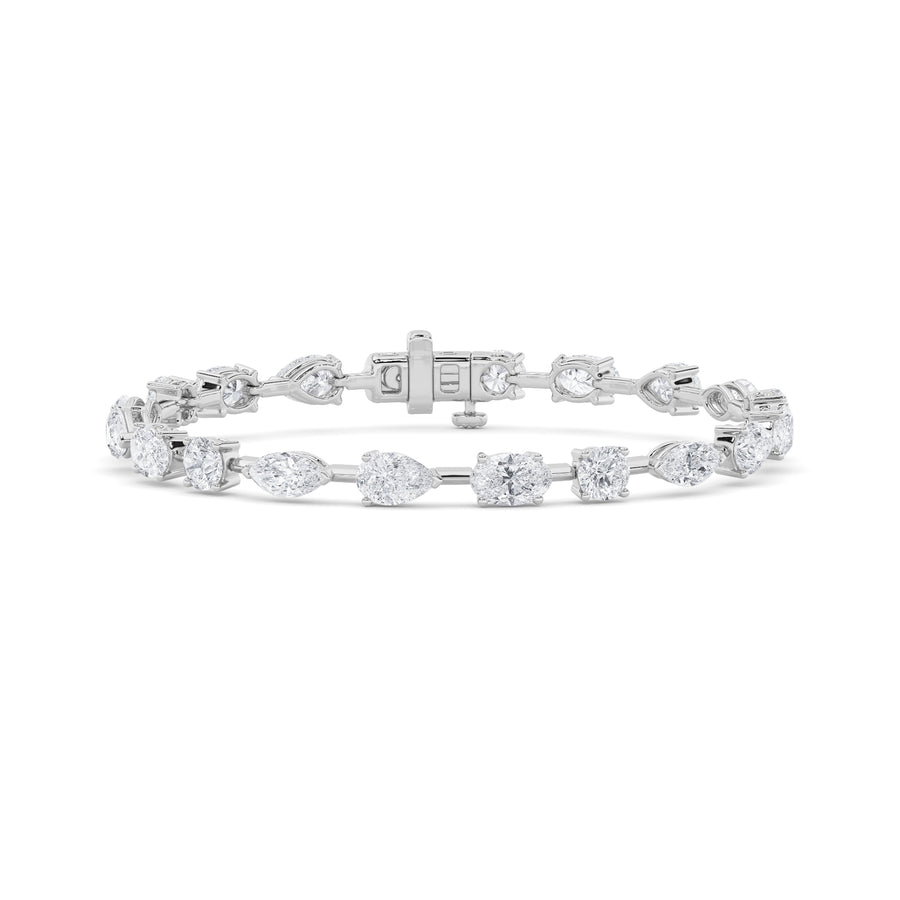 Radiant 14K White 7.3ct F+ VVS+ Lab Diamond Bracelet
