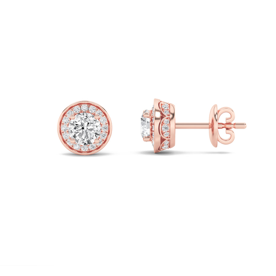14K Rose Gold Lab Diamond Stud Earrings 1ctw