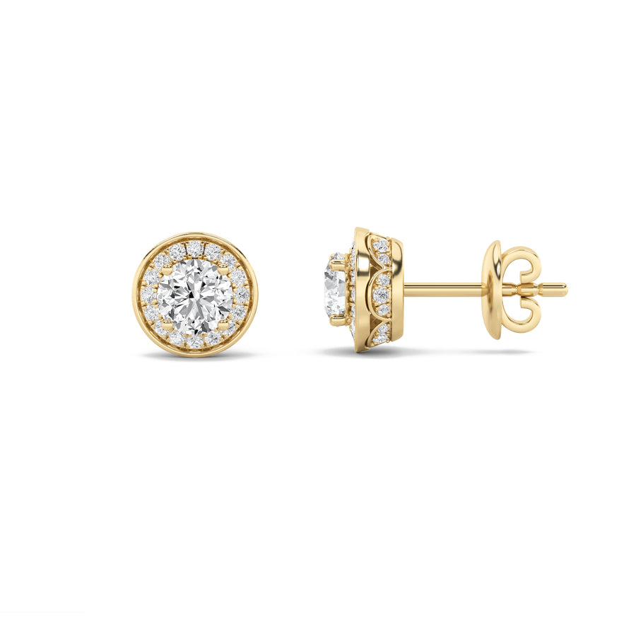 14K Yellow Gold 1ctw Lab Diamond Stud Earrings
