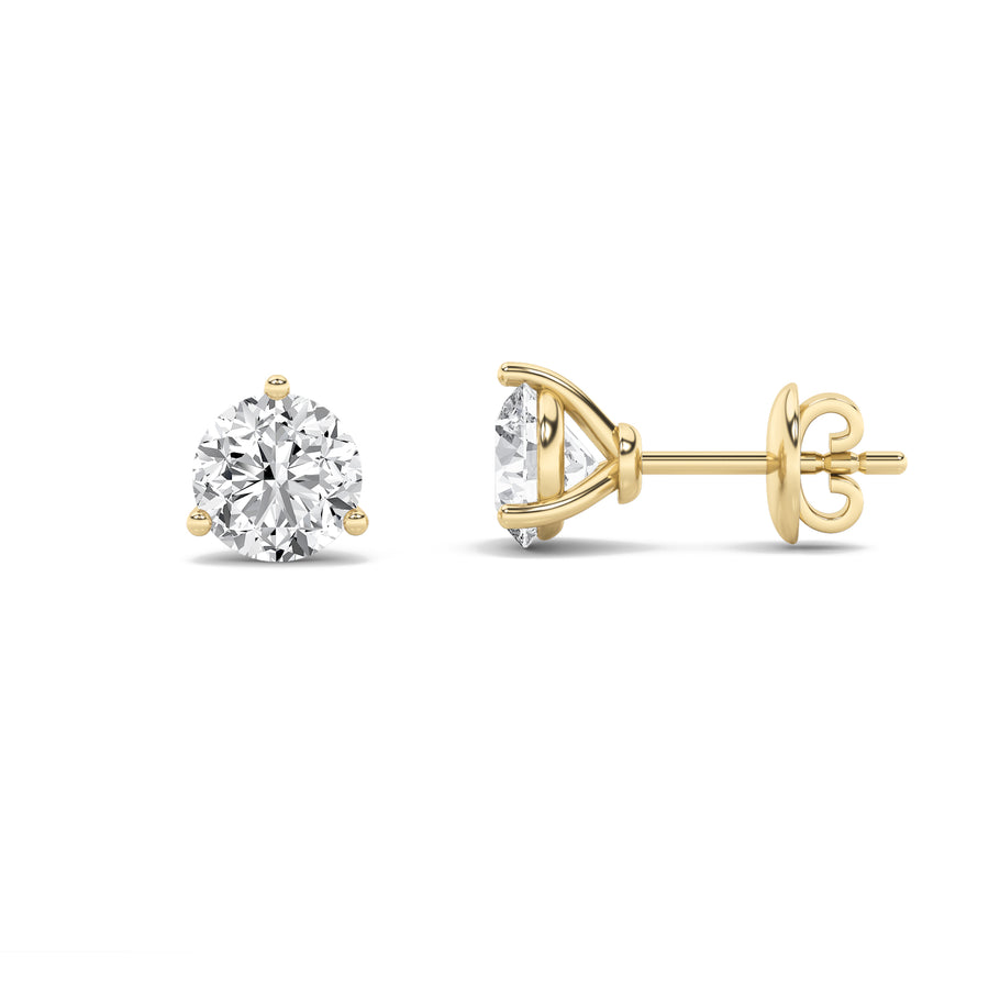 14K Yellow Gold 2ctw Lab Diamond Stud Earrings