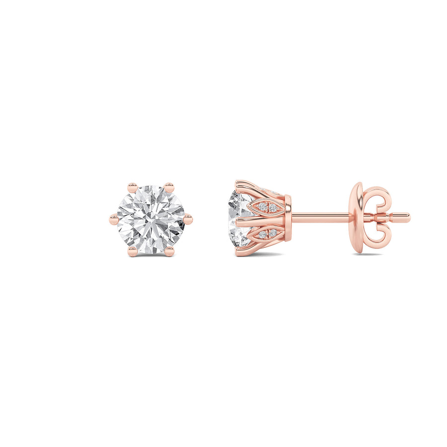 14K Rose Gold Lab Diamond Stud Earrings 3ctw