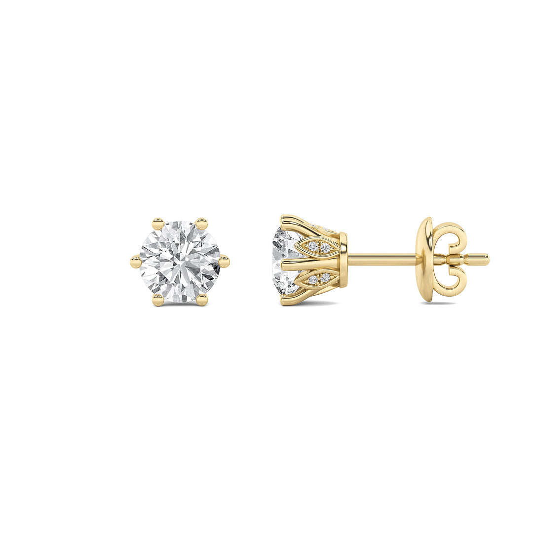 14K Yellow Gold 3ctw Lab Diamond Stud Earrings