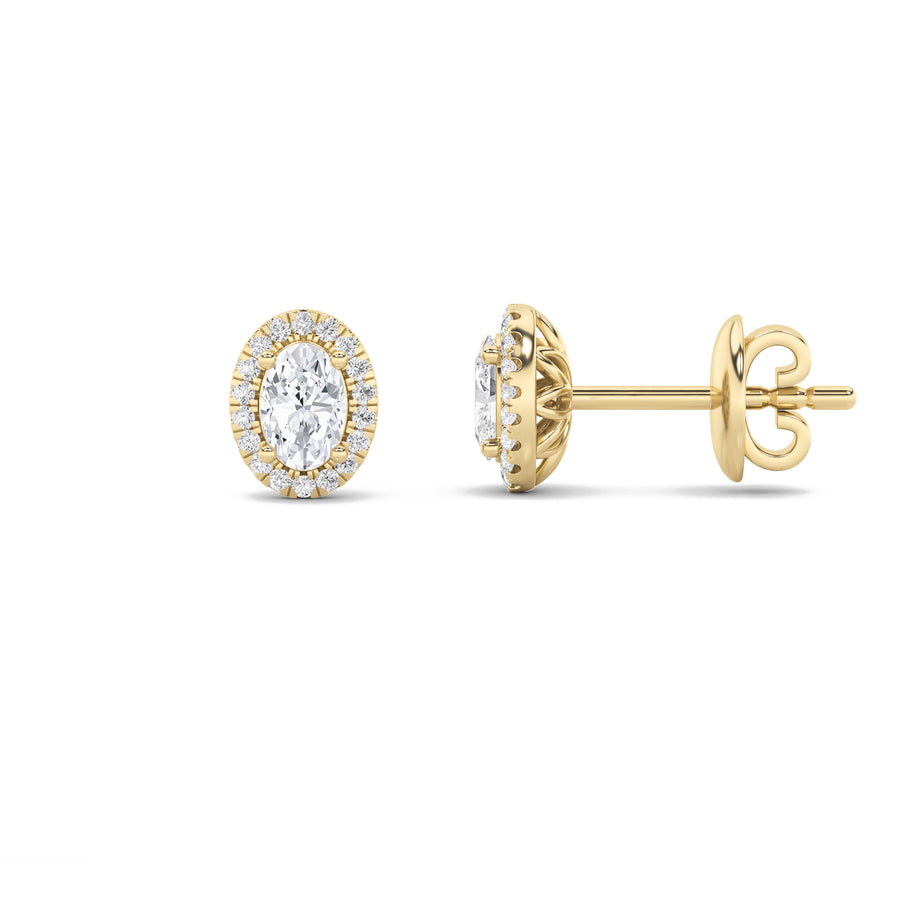 14K Yellow Gold 2ctw Lab Diamond Oval Stud Earrings