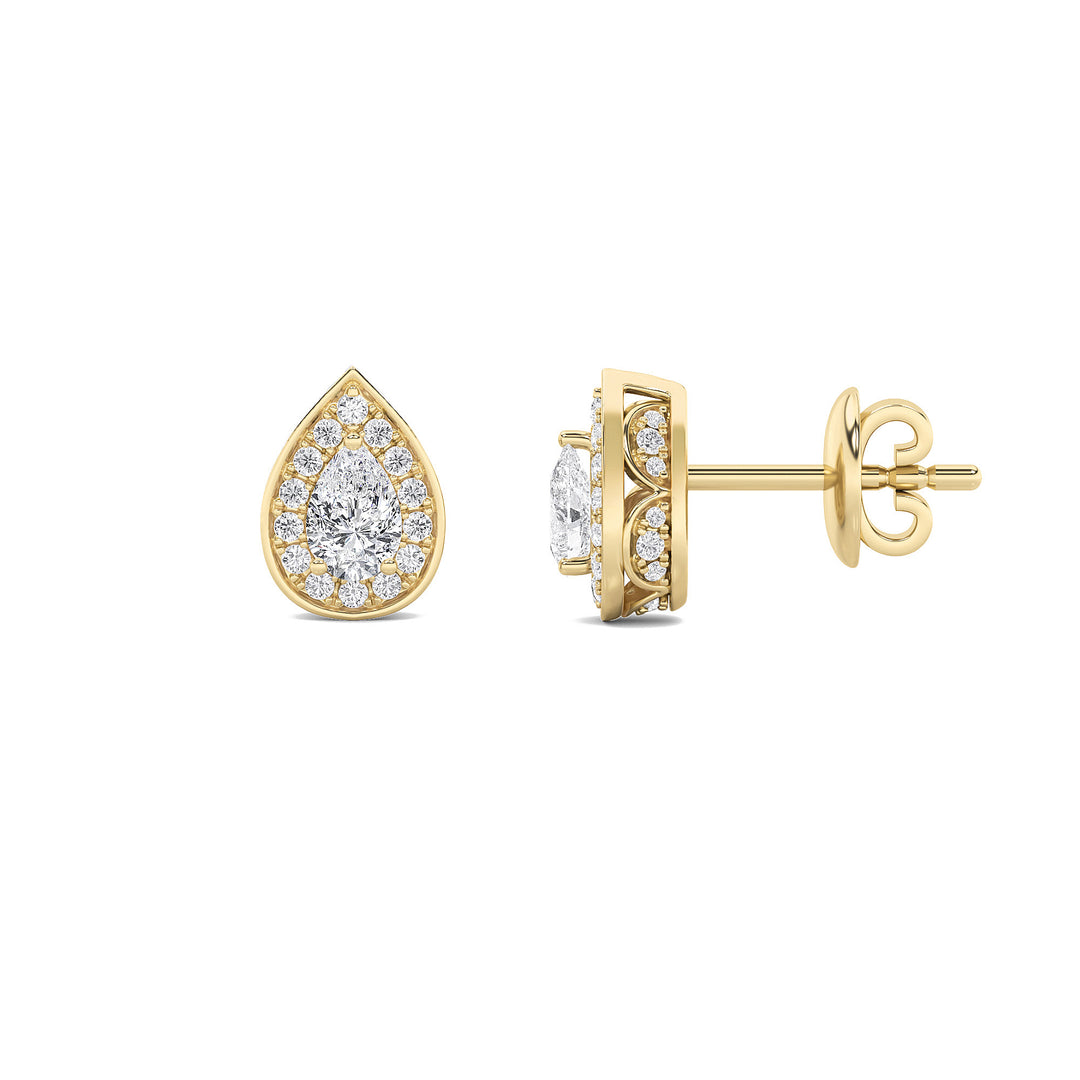14K Yellow Gold 1ctw Pear Lab Diamond Earrings