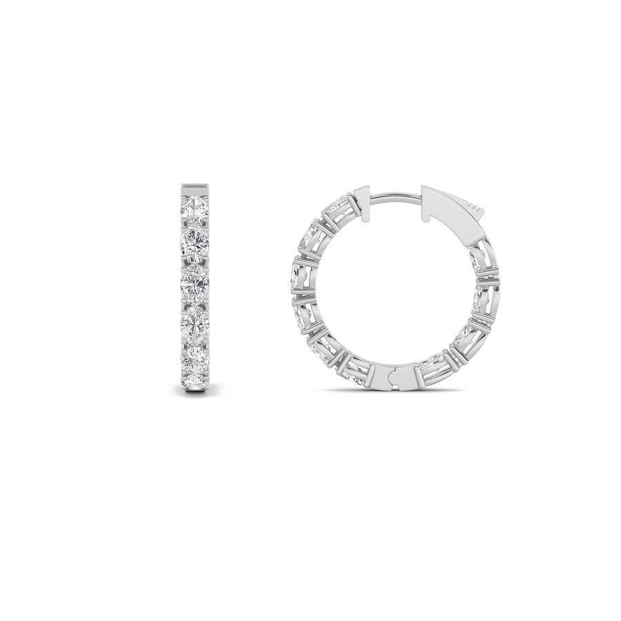 14K White Gold 4ctw Lab Diamond Oval Stud Earrings