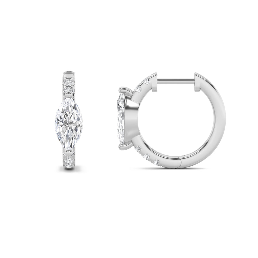 14K White Gold 1.5ctw Lab Diamond Marquise Stud Earrings