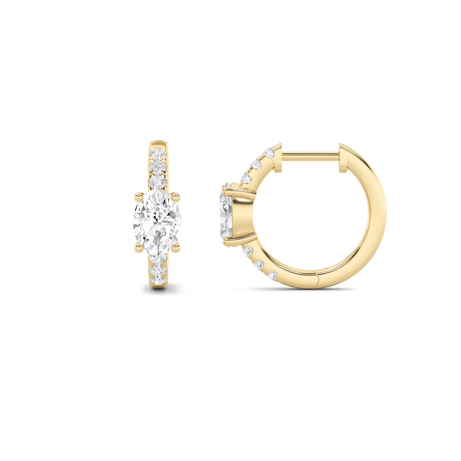 14K Yellow Gold 1.5ctw Oval Lab Diamond Earrings