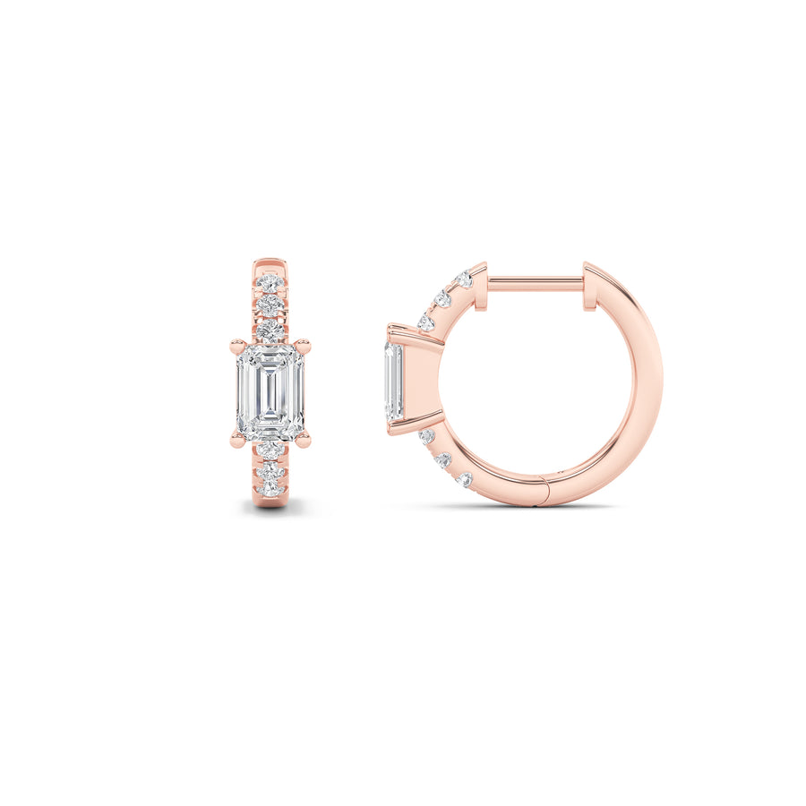 14K Rose Gold 1.5ctw Emerald Lab Diamond Studs