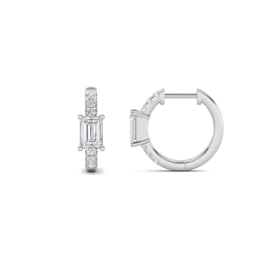 14K White Gold 1.5ctw Emerald Lab Diamond Earrings