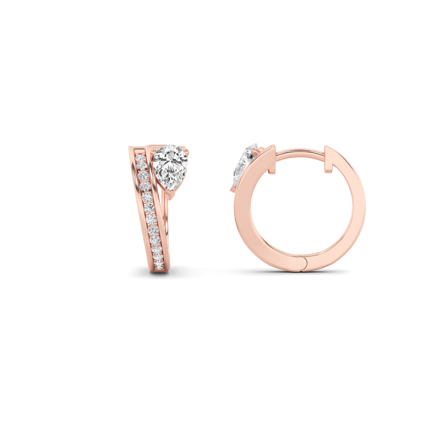 14K Rose Gold 1.3ctw Pear Lab Diamond Stud Earrings