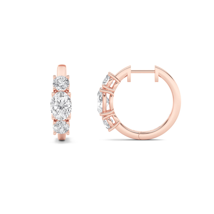 14K Rose Gold 2.5ctw Lab Diamond Oval Stud Earrings