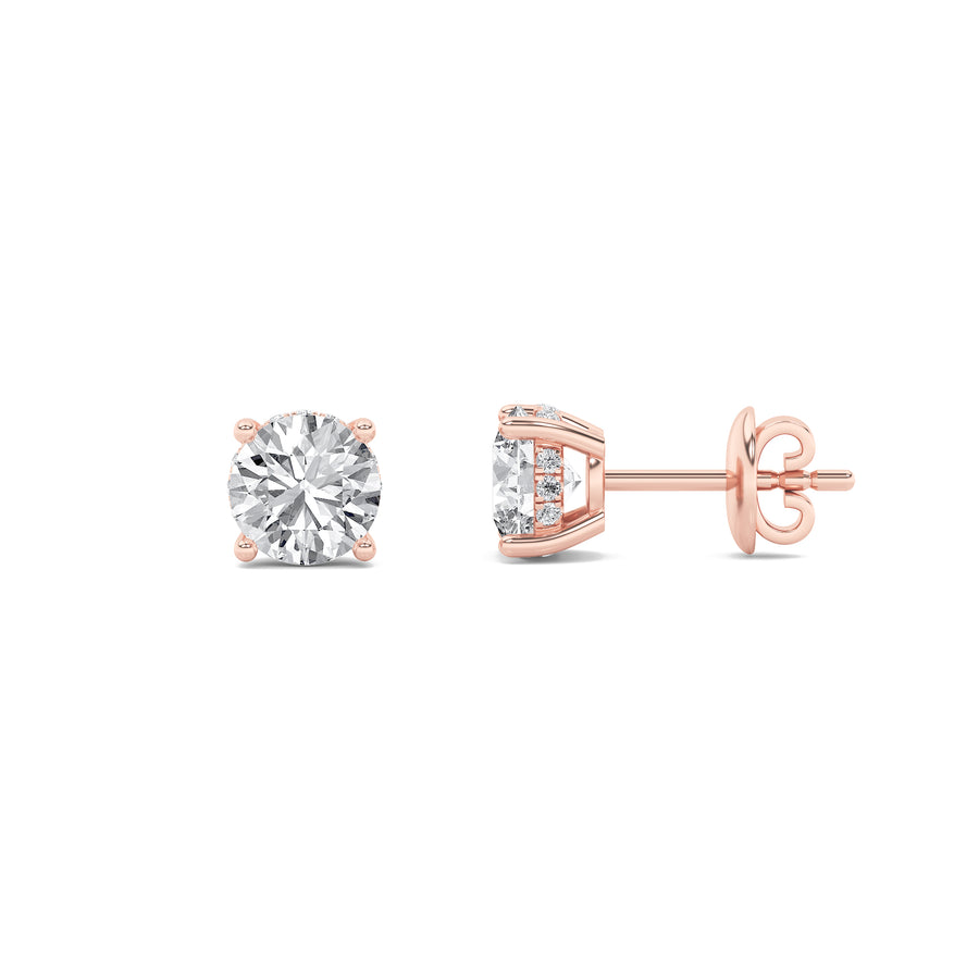 Radiant F+ VS+ Lab Diamond Rose Gold Earrings 2.9ctw