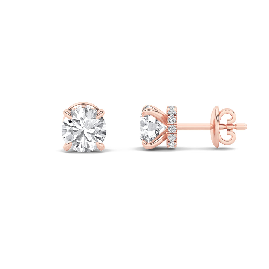 14K Rose Gold Lab Diamond Stud Earrings 3ctw