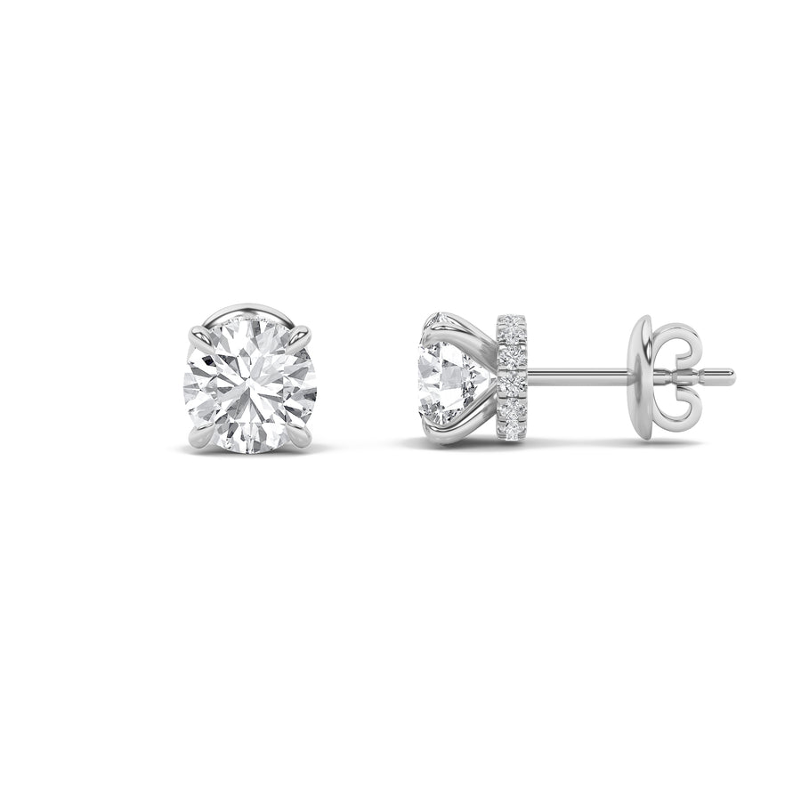 14K White Gold 3ctw Lab Diamond Stud Earrings