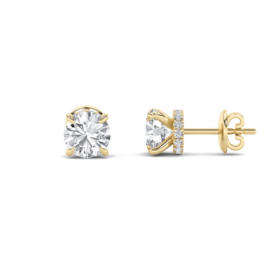 14K Yellow Gold 1ctw Lab Diamond Stud Earrings