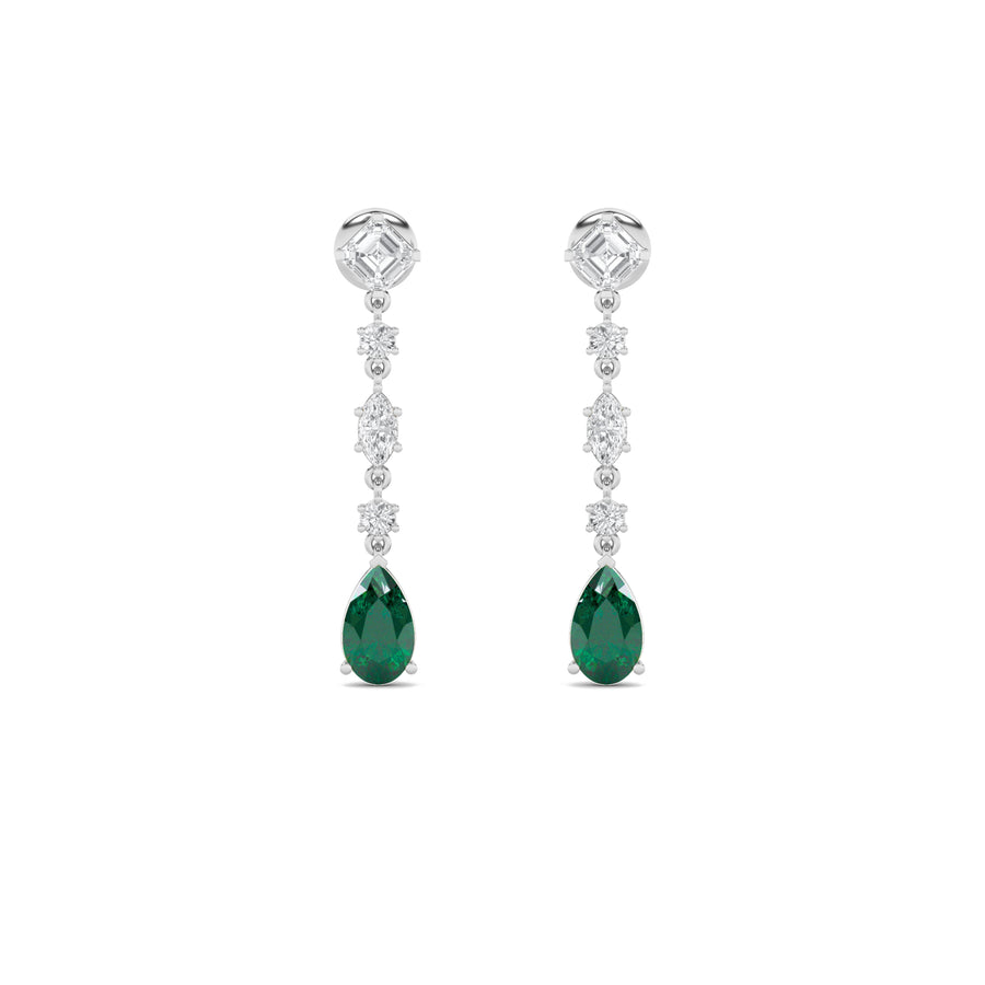 14K White Gold 8ctw Blue Lab Diamond Pear Asscher Earrings