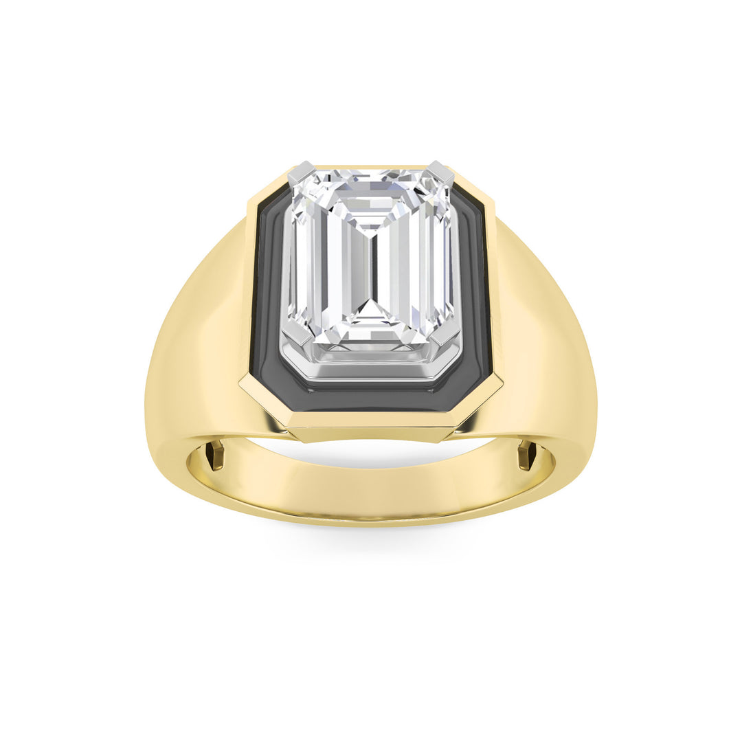 Prestigious Mens 14K Yellow Gold 3ctw Lab Diamond Ring