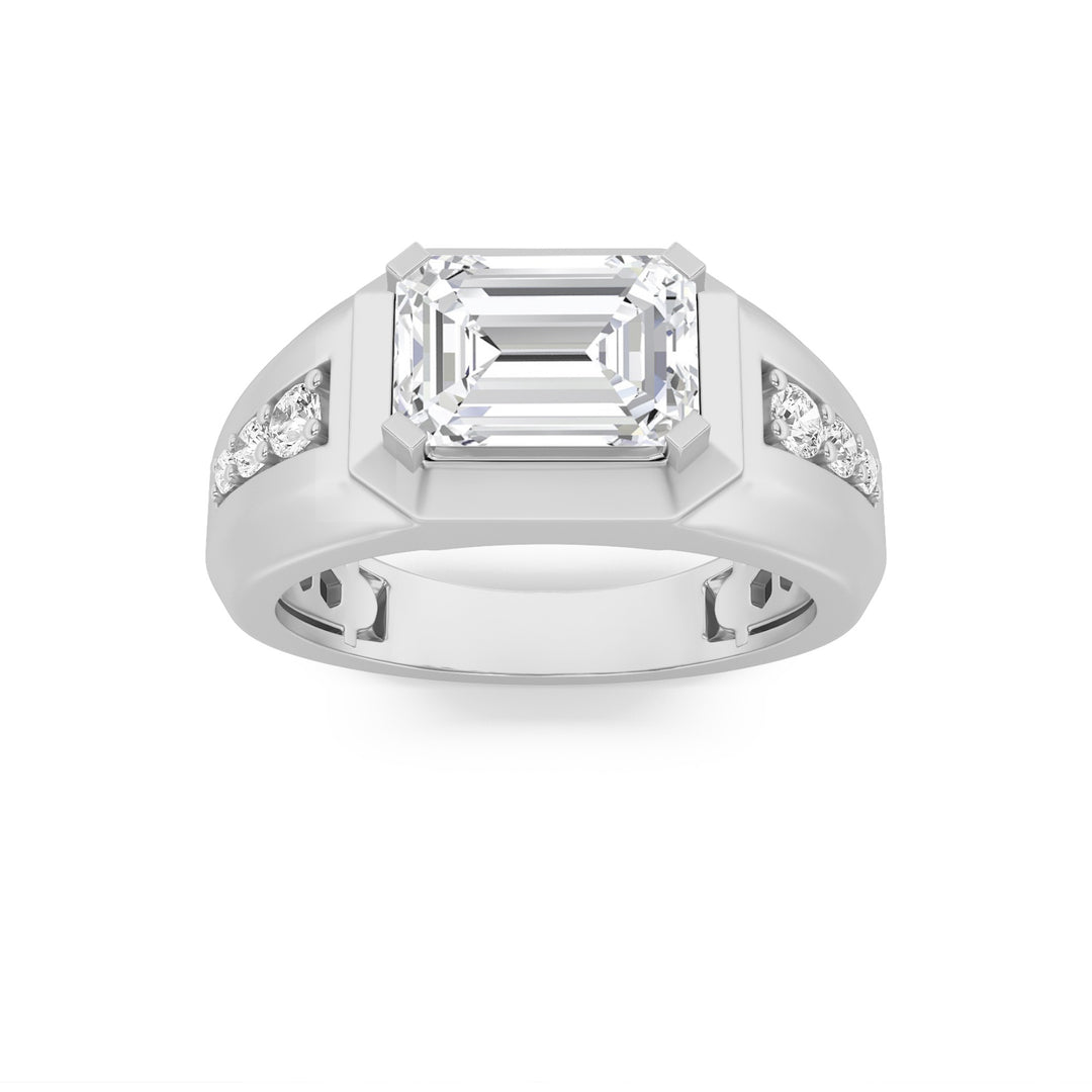 14K White Gold 3.5ctw Lab Diamond Mens Ring Sz 10