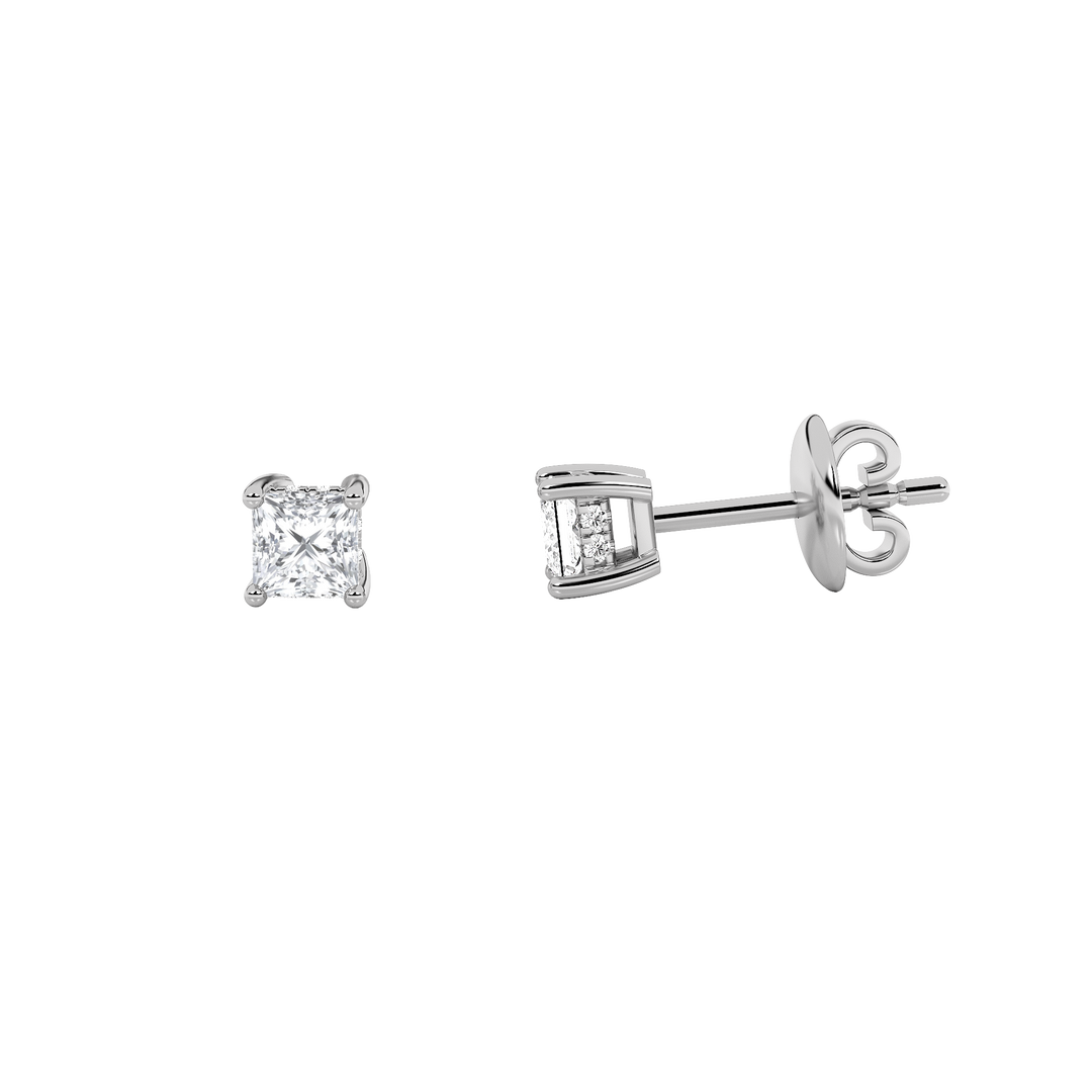 14K White Gold 1ctw Lab Diamond Princess Studs