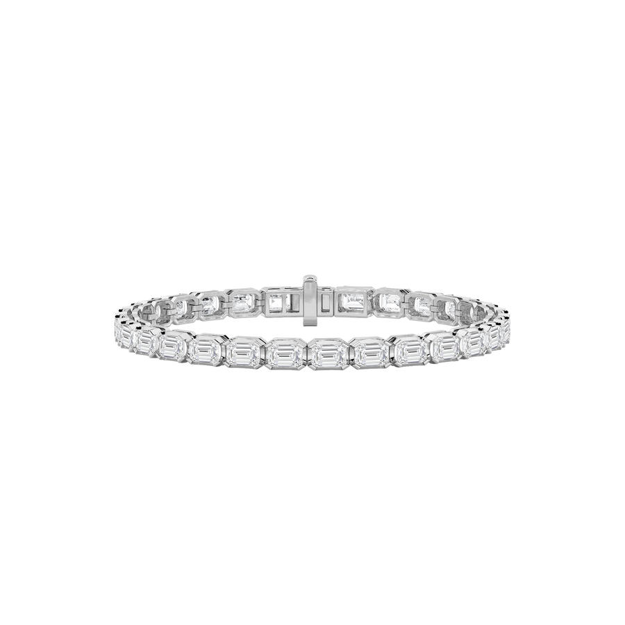 14K White Gold 12ctw Lab Diamond Emerald Cut Bracelet