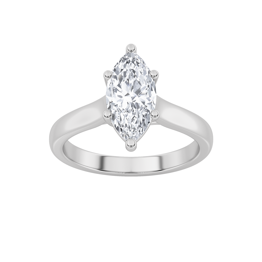 14K White Gold 1ct Lab Diamond Marquise Ring Sz7