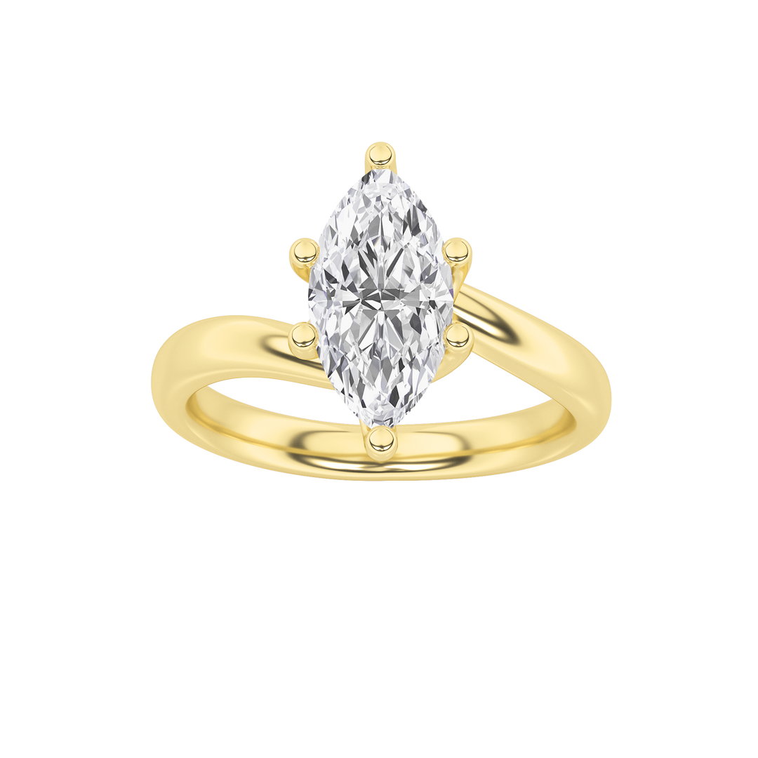 14K Yellow Gold 1ct Lab Diamond Marquise Ring Sz7