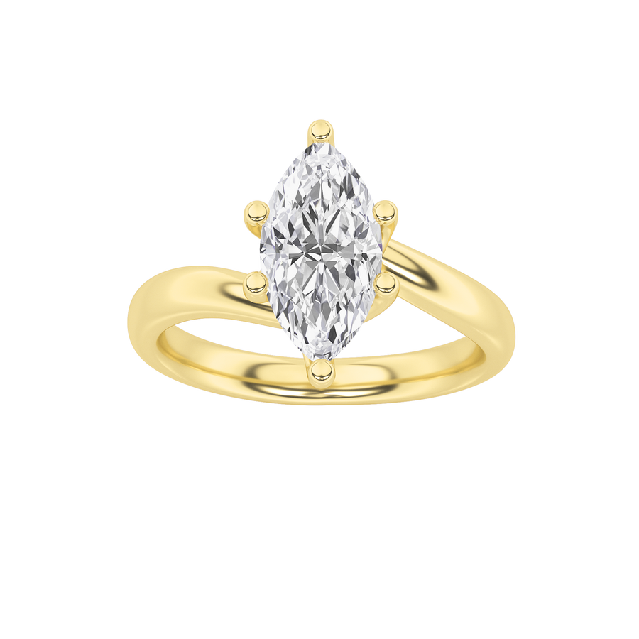 14K Yellow Gold 1ct Lab Diamond Marquise Ring Sz7