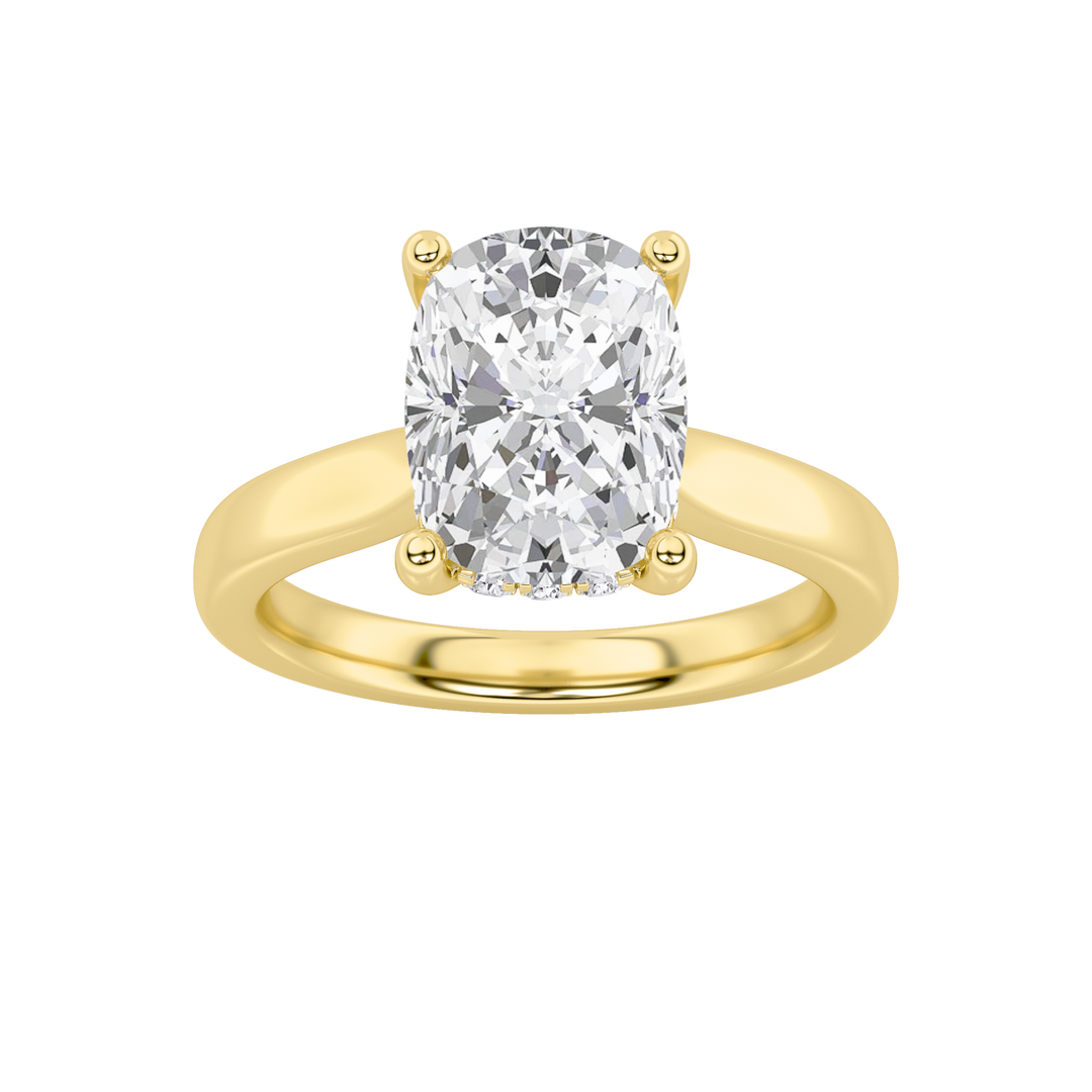 14K Yellow Gold 1CT Lab Diamond Ring, F Color VS+