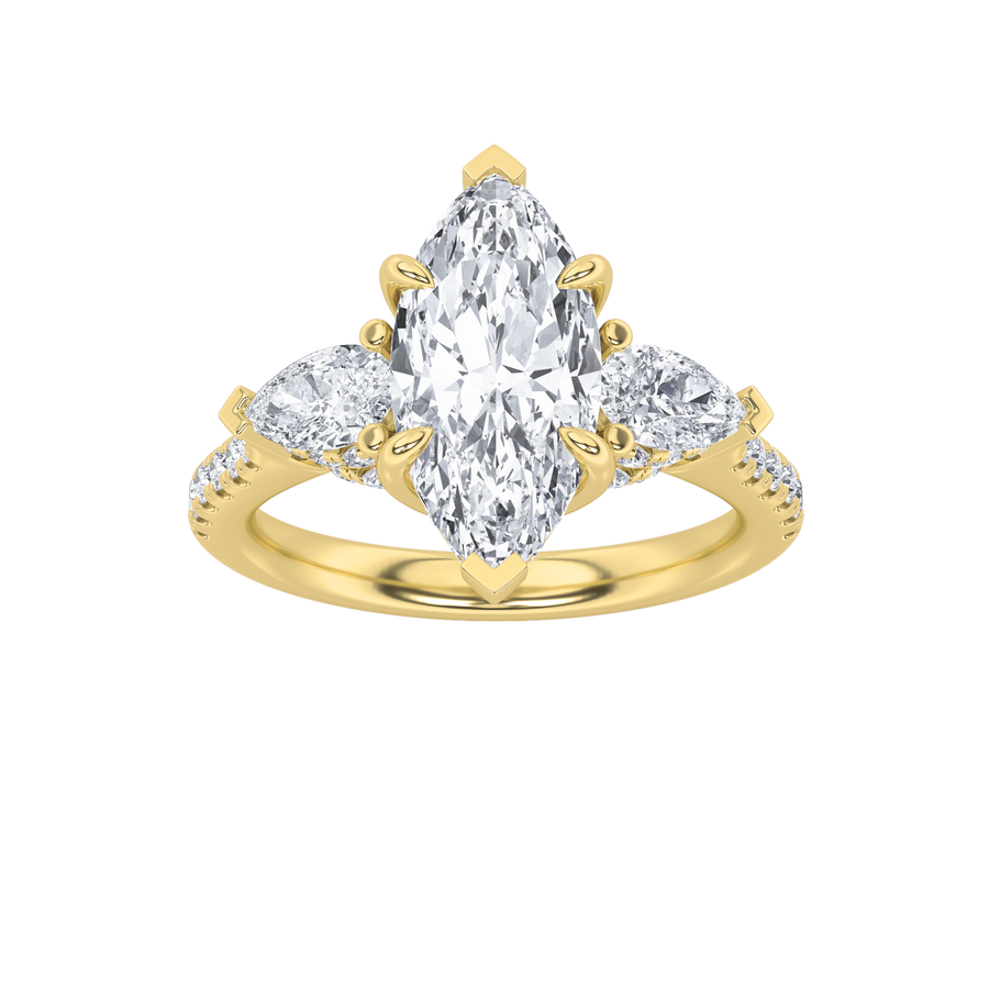 14K Yellow Gold 2.9ctw Marquise Lab Diamond Ring Sz7
