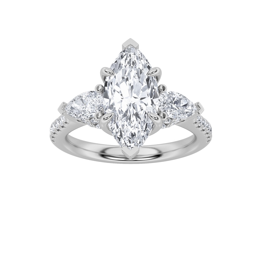 14K White Gold 3ct Lab Diamond Marquise Ring Sz7