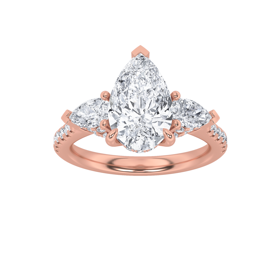 14K Rose Gold 3ctw Lab Diamond Ring, Size 7