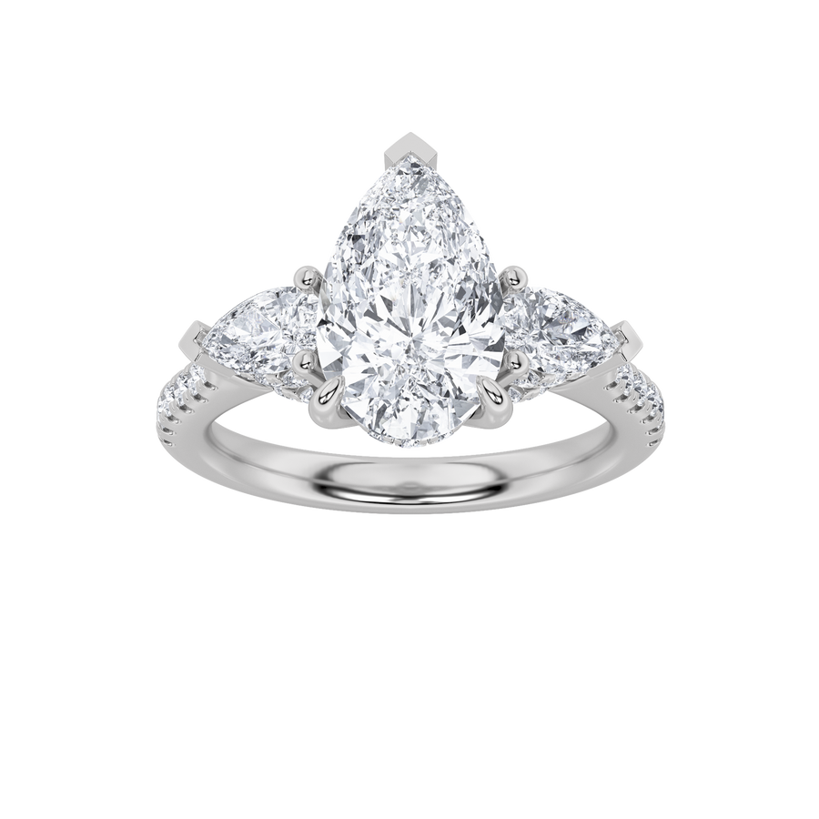 14K White Gold 2.9ctw Pear Lab Diamond Ring Sz7
