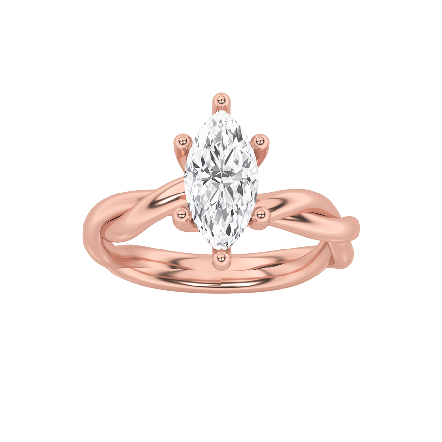 14K Rose Gold 1ct Lab Diamond Marquise Ring Sz 7