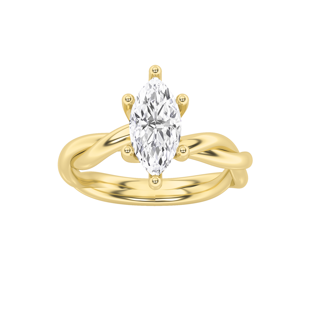 14K Yellow Gold 1.5ct Lab Diamond Ring, Size 7