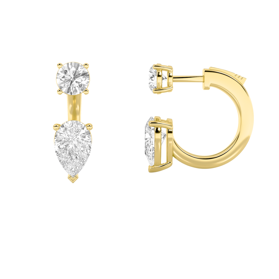 14K Yellow Gold 3.1ctw Pear Lab Diamond Earrings