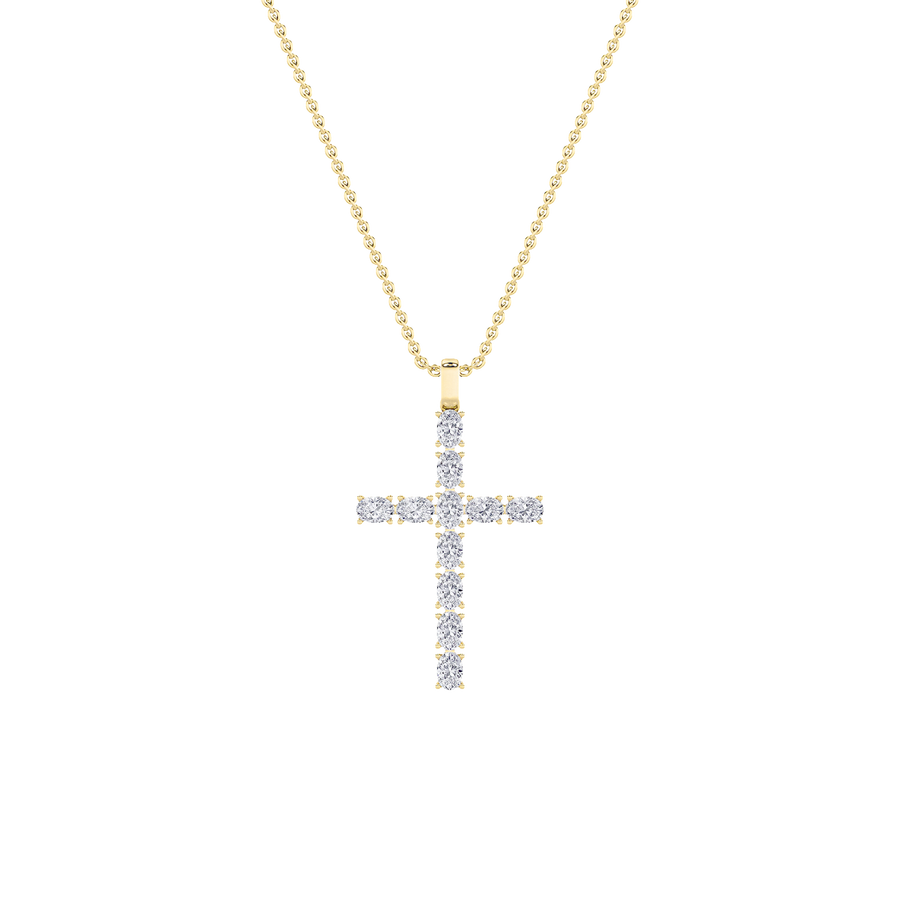 14K Yellow Gold Lab Diamond Pendant 2.1ctw Oval Center