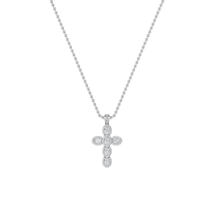 14K White Gold 3ctw Lab Diamond Oval Pendant