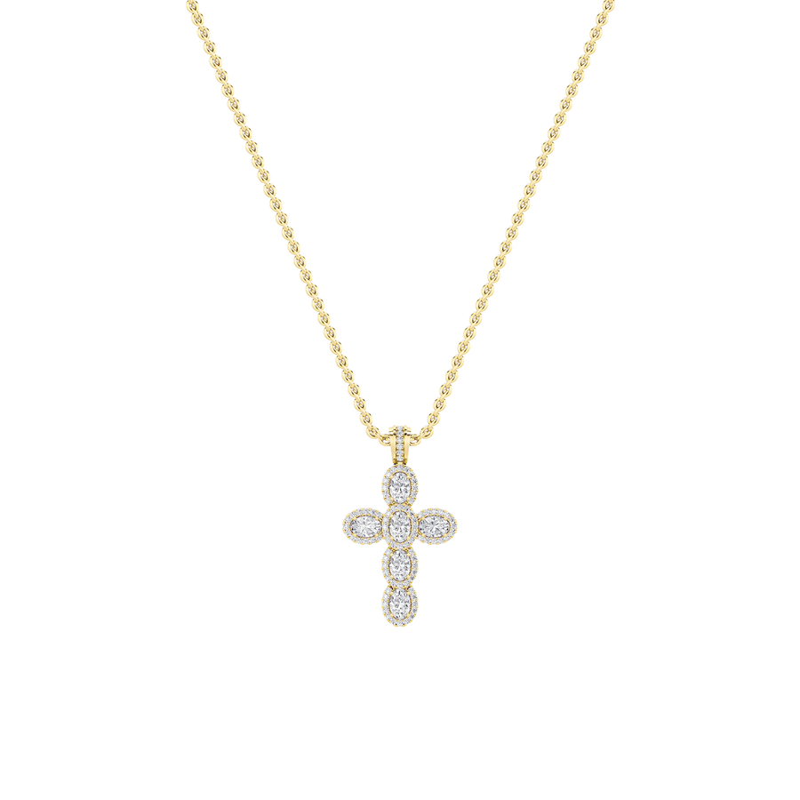 14K Yellow Gold 3ctw Lab Diamond Oval Pendant
