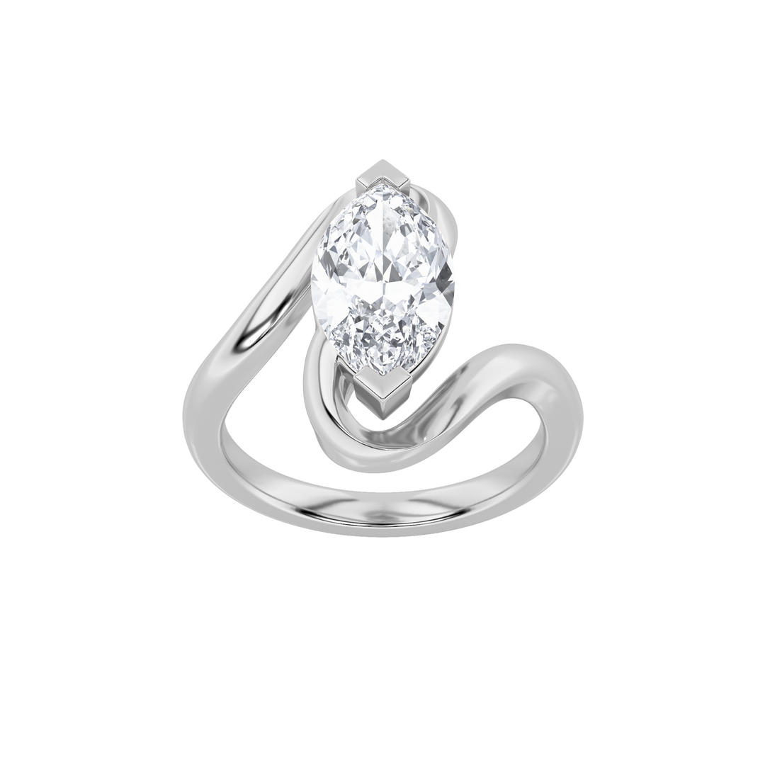 14K White Gold 2ct Lab Diamond Marquise Ring Sz7