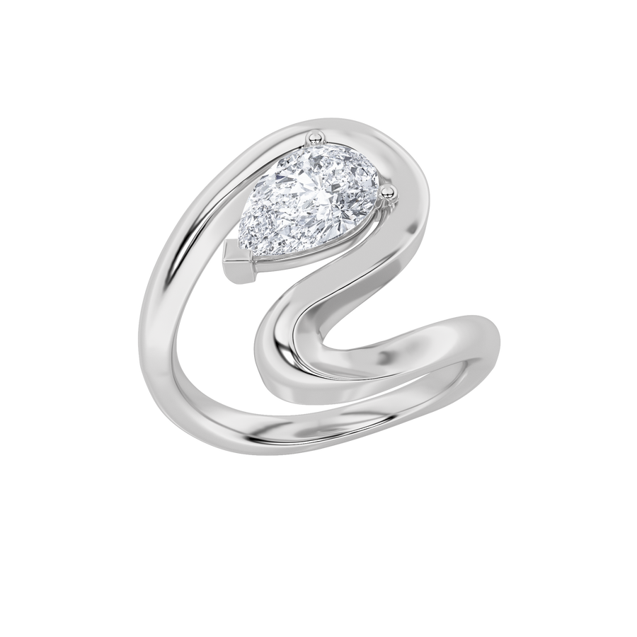 14K White Gold Lab Diamond Ring 1.5ctw Pear Center