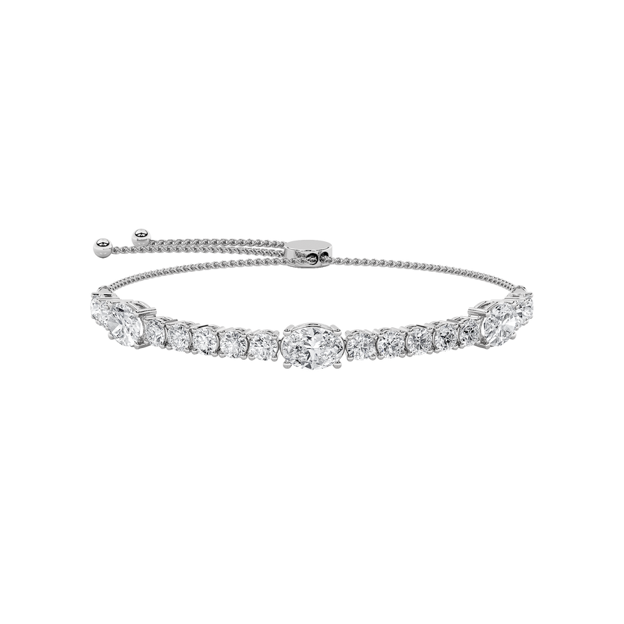 14K White Gold 5ctw Lab Diamond Oval Bracelet