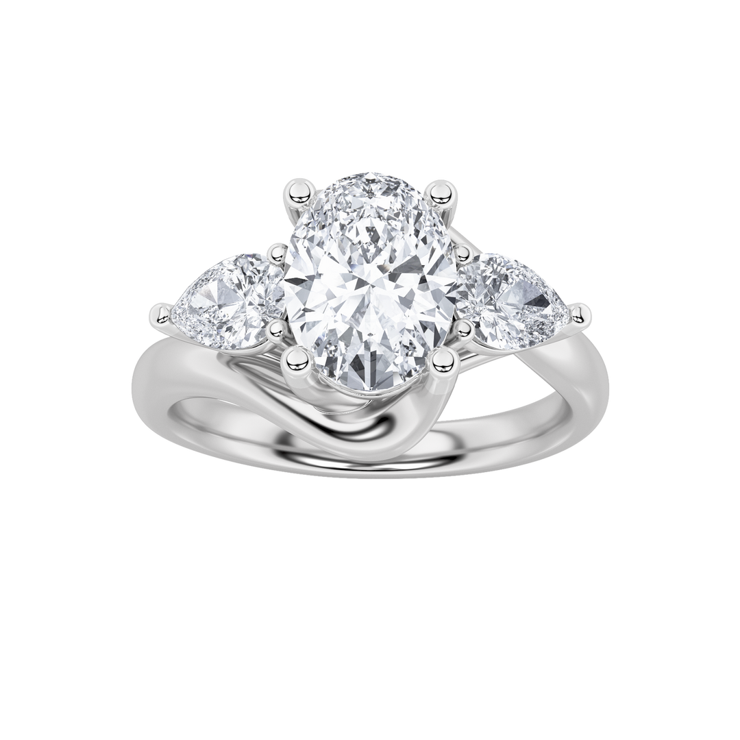 14K White Gold 2ct Lab Diamond Oval Ring Sz7